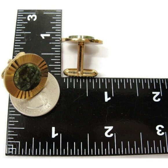 La Mode Vintage Cufflinks Karet Klad  Jade? Round Fluted Design - Picture 6 of 13